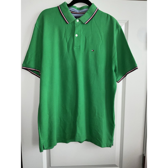Tommy Hilfiger Men's Wicking Performance Solid Short Sleeve Polo Shirt Green - Picture 1 of 9